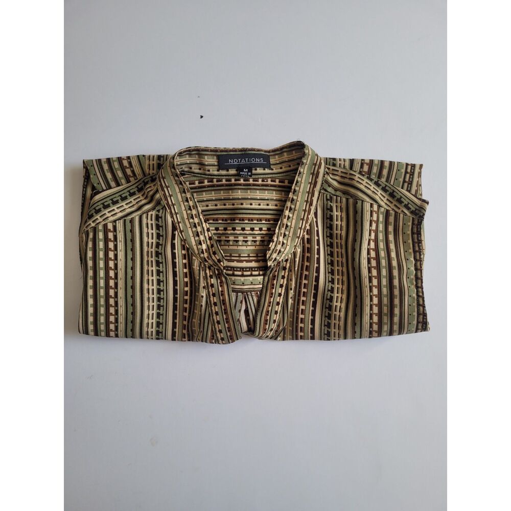 Notations Women's Vintage Striped Sleeveless Button-Up Blouse Sz M #=0315